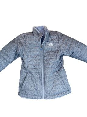 The North Face Mossbud Swirl Reversible Jacket Blue Girls L 14/16
